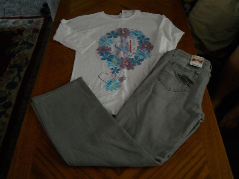 Girls Plus Size Jeans & Shirt Outfit 14 1/2 16 1/2  