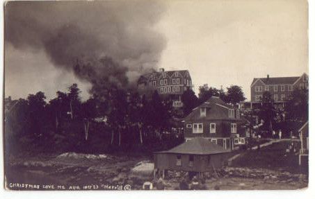 Christmas Cove, ME Wiscasset Maine 1923 RPPC Hotel Fire  