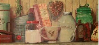 RUSTIC COUNTRY KITCHEN TOOLS JARS VINTAGE ITEMS BORDER  