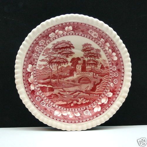 COPELAND SPODES TOWER RED & WHITE SAUCER FROM ENGLAND  