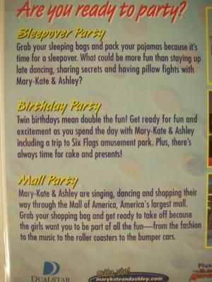 Mary Kate & Ashleys Greatest Parties VHS Tape 085365652033  