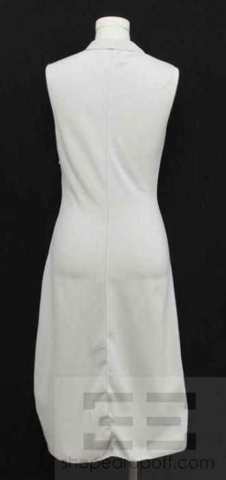 Yves Saint Laurent Hiver 2008 Beige Deep V neck Sleeveless Dress Size 