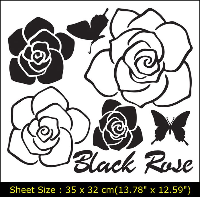 BLACK ROSE Vinyl Wall Art Deco Sticker Decal GS810  