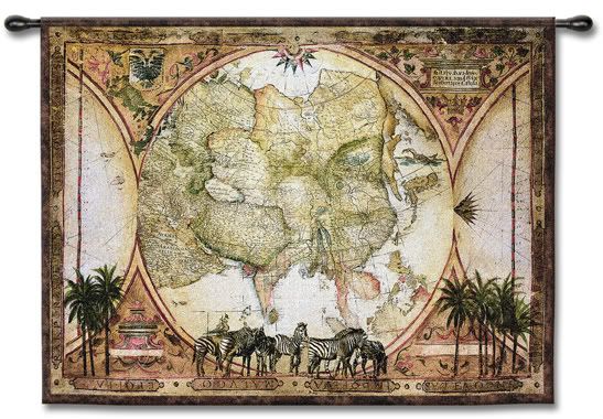 TROPIC OF CAPRICORN VINTAGE WORLD MAP ART WALL TAPESTRY  