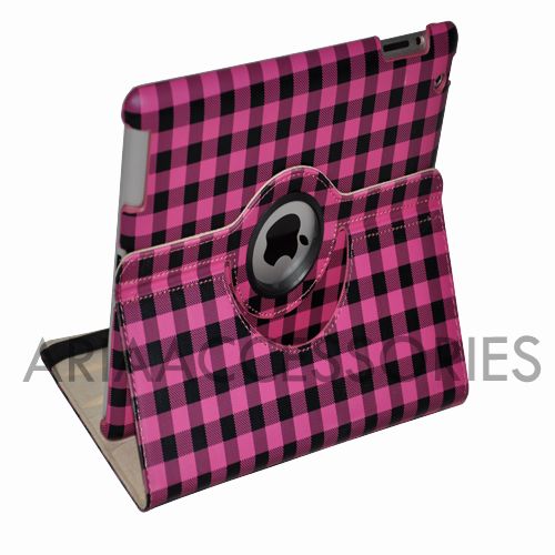iPad 2 Plaid Exclusive 360° Rotating Smart Cover Leather Case Swivel 