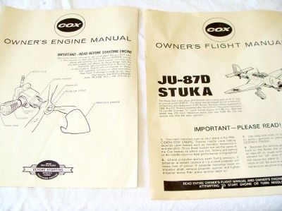Rare Vintage Cox JU 87D Stuka 049 Model Engine Powered Control Line 