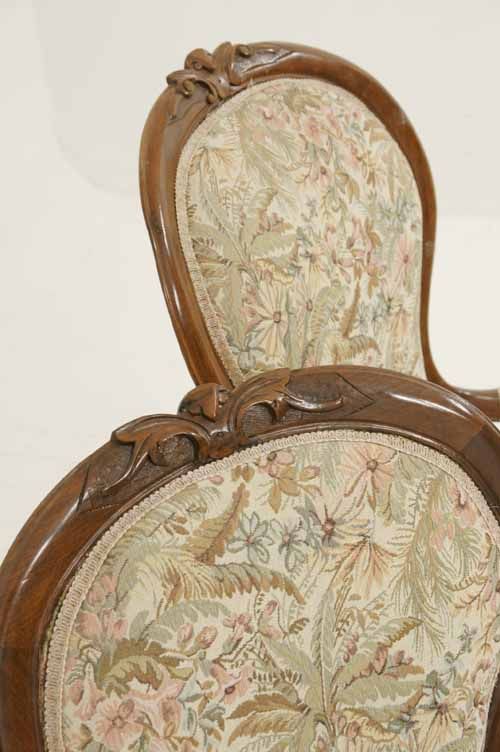  of mahogany ladies and gents Victorian parlor chairs with cabriole 