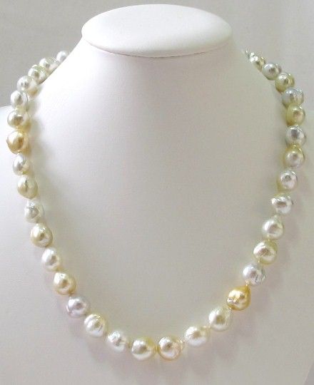 20 GORGEOUS MULTI COLOR SOUTH SEA BAROQUE PEARL NECKLACE   TAHITIAN 