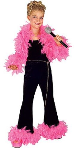 Glamour Diva Black Pink Feather Costume NIP 8 10  