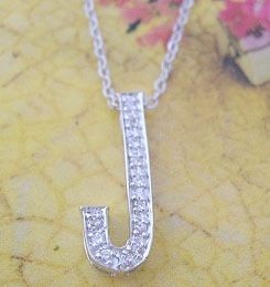 Pretty 925 Sterling Silver Initial Letter J Pendant Necklace jewellery 