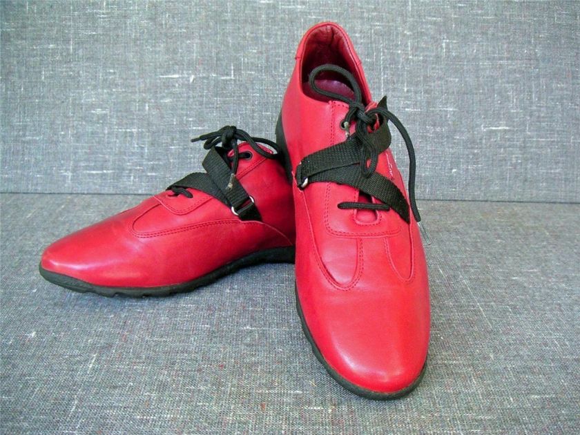 Womens VERA GOMMA Design Red Leather Shoes SZ 39 Italy  