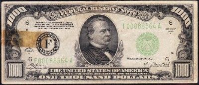   1934 $1,000 Federal reserve Note Rare 1000 note Best Offers Atlanta GA