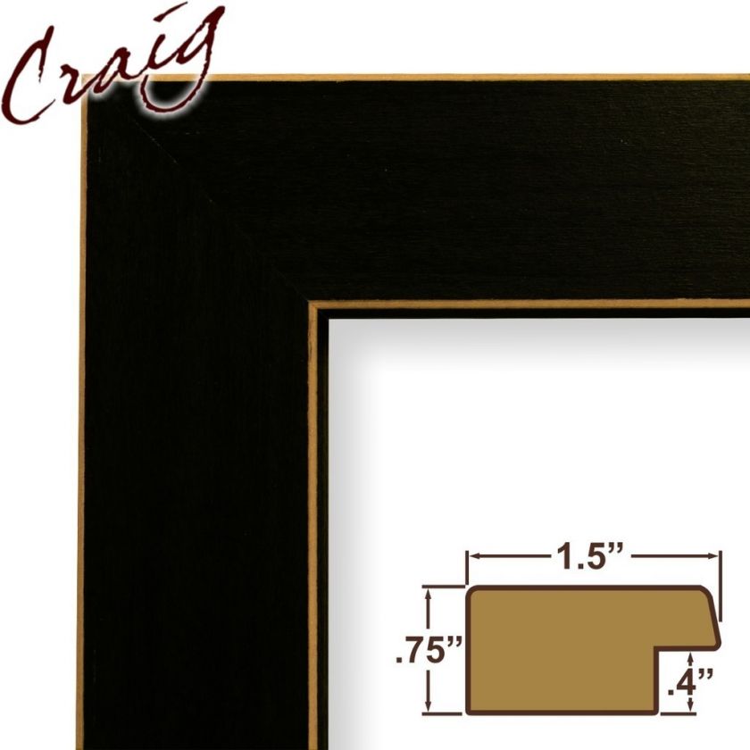 Picture Frame Country Black Shaker 1.5 Wide Complete New Wood Frame 