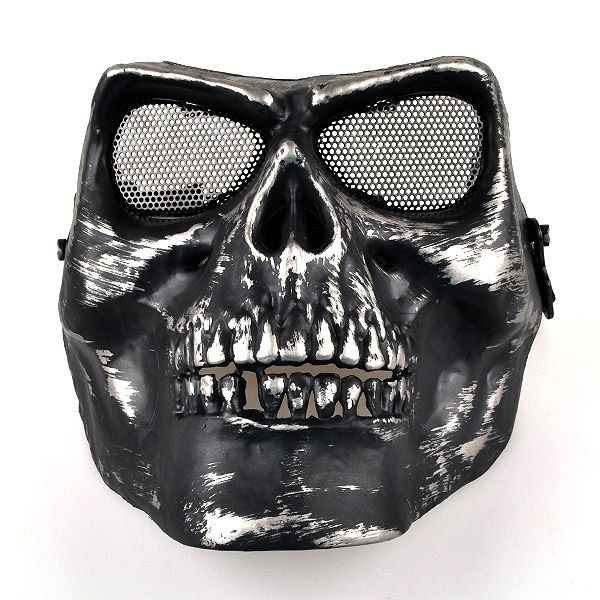 Silver/Black Death Skull Airsoft Full Face Protect Mask  