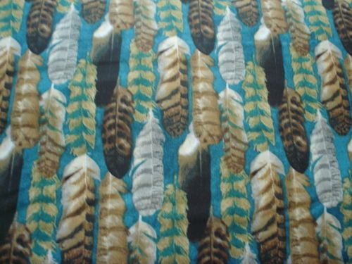 Curtain VALANCE SOUTHWEST Teal FEATHERS lodge rustic  