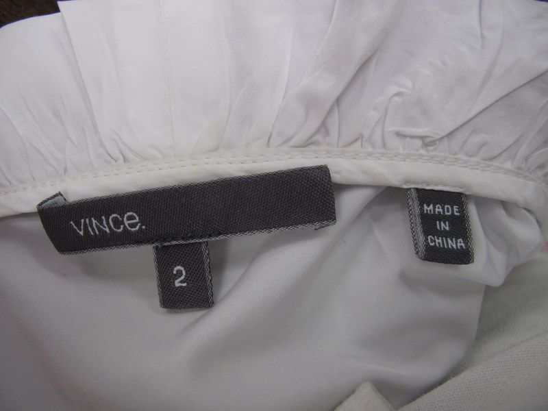 Vince White Sleeveless Pleated Front Silver Button Down Top 2  