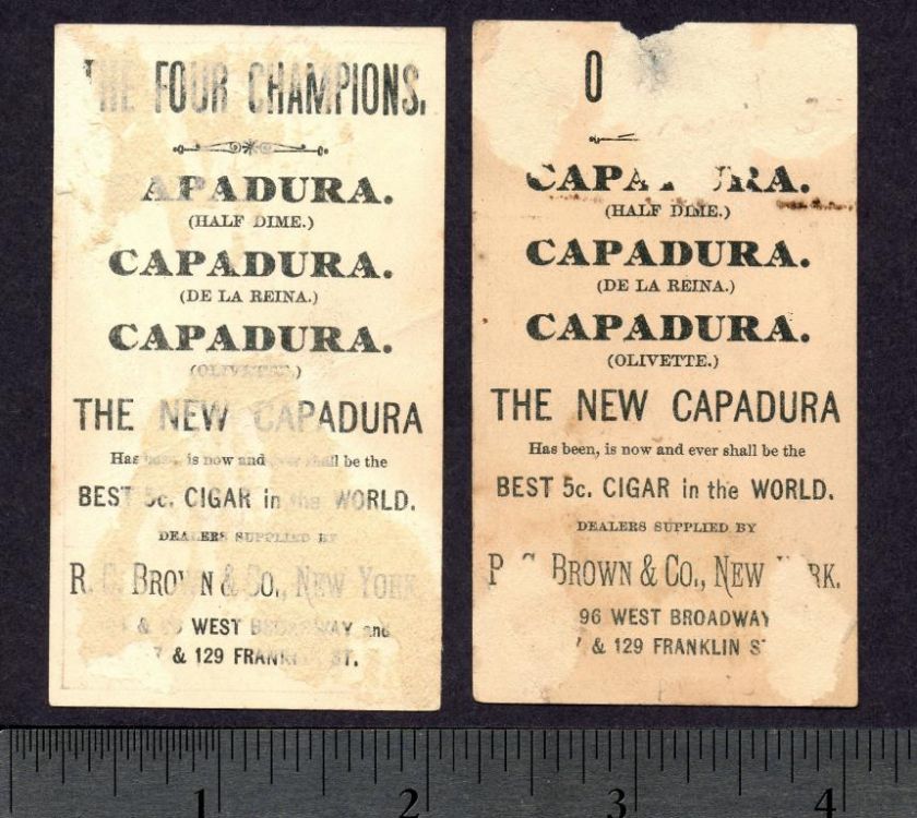 ca. 1876 Capadura Cigar RC BROWN =Race H jockey 2 CARDS  