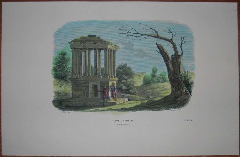 1843 Breton print TOMB AT MYLASA (DISTEGA), ASIA MINOR (#50)  