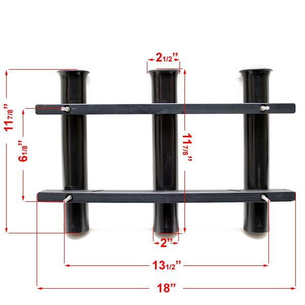 TRACKER 109378 MAKO BLACK PVC TOURNAMENT 3 ROD HOLDER BOAT RACK  